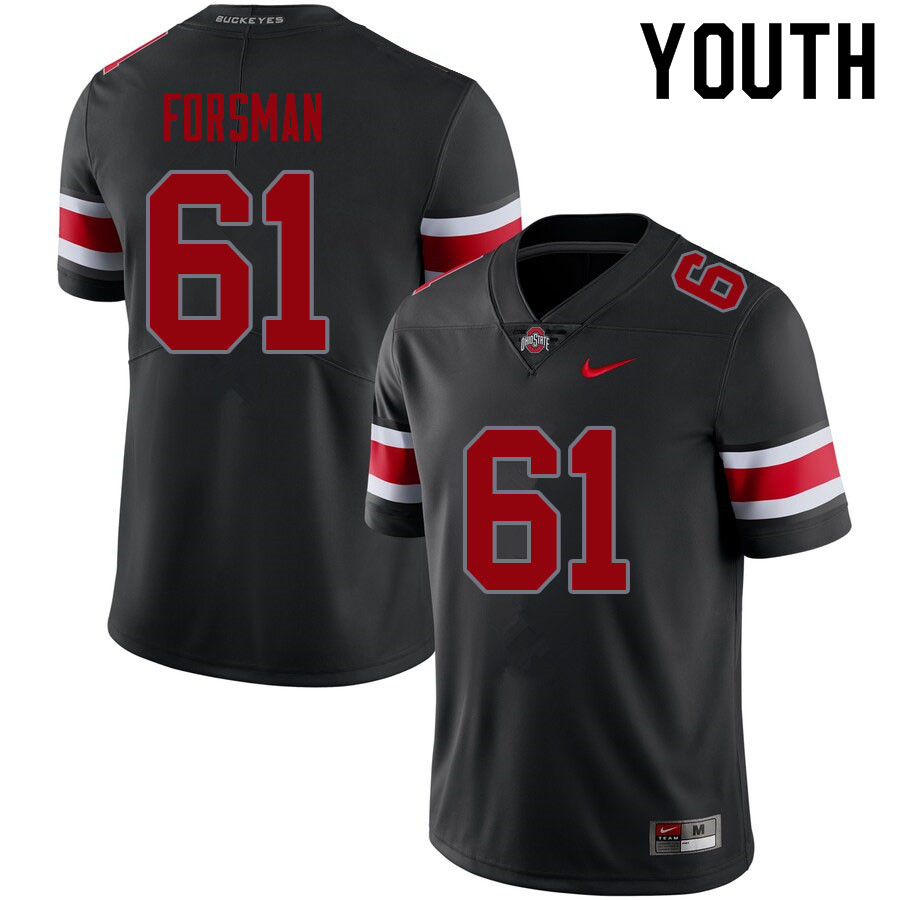 Ohio State Buckeyes Jack Forsman Youth #61 Blackout Authentic Stitched College Football Jersey